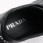 PRADA Logo Leather Sneakers in Black × White 1E282N, Size 37.5 EU