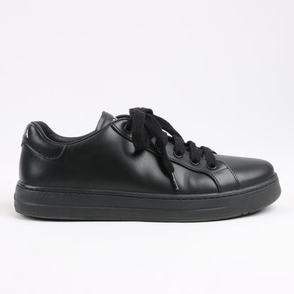 PRADA Logo Leather Sneakers in Black × White 1E282N, Size 37.5 EU