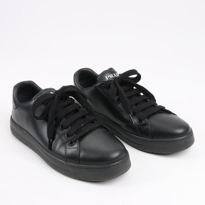 PRADA Logo Leather Sneakers in Black × White 1E282N, Size 37.5 EU