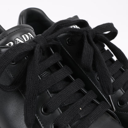 PRADA Logo Leather Sneakers in Black × White 1E282N, Size 37.5 EU
