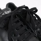 PRADA Logo Leather Sneakers in Black × White 1E282N, Size 37.5 EU