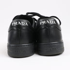 PRADA Logo Leather Sneakers in Black × White 1E282N, Size 37.5 EU
