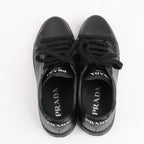 PRADA Logo Leather Sneakers in Black × White 1E282N, Size 37.5 EU