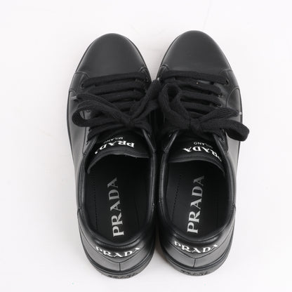 PRADA Logo Leather Sneakers in Black × White 1E282N, Size 37.5 EU