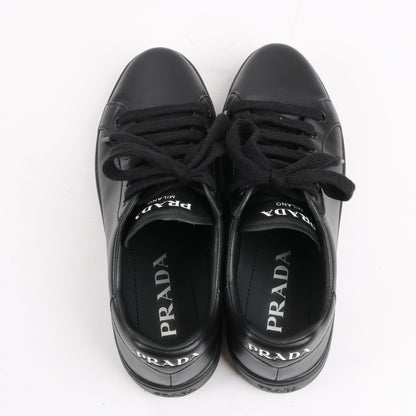PRADA Logo Leather Sneakers in Black × White 1E282N, Size 37.5 EU