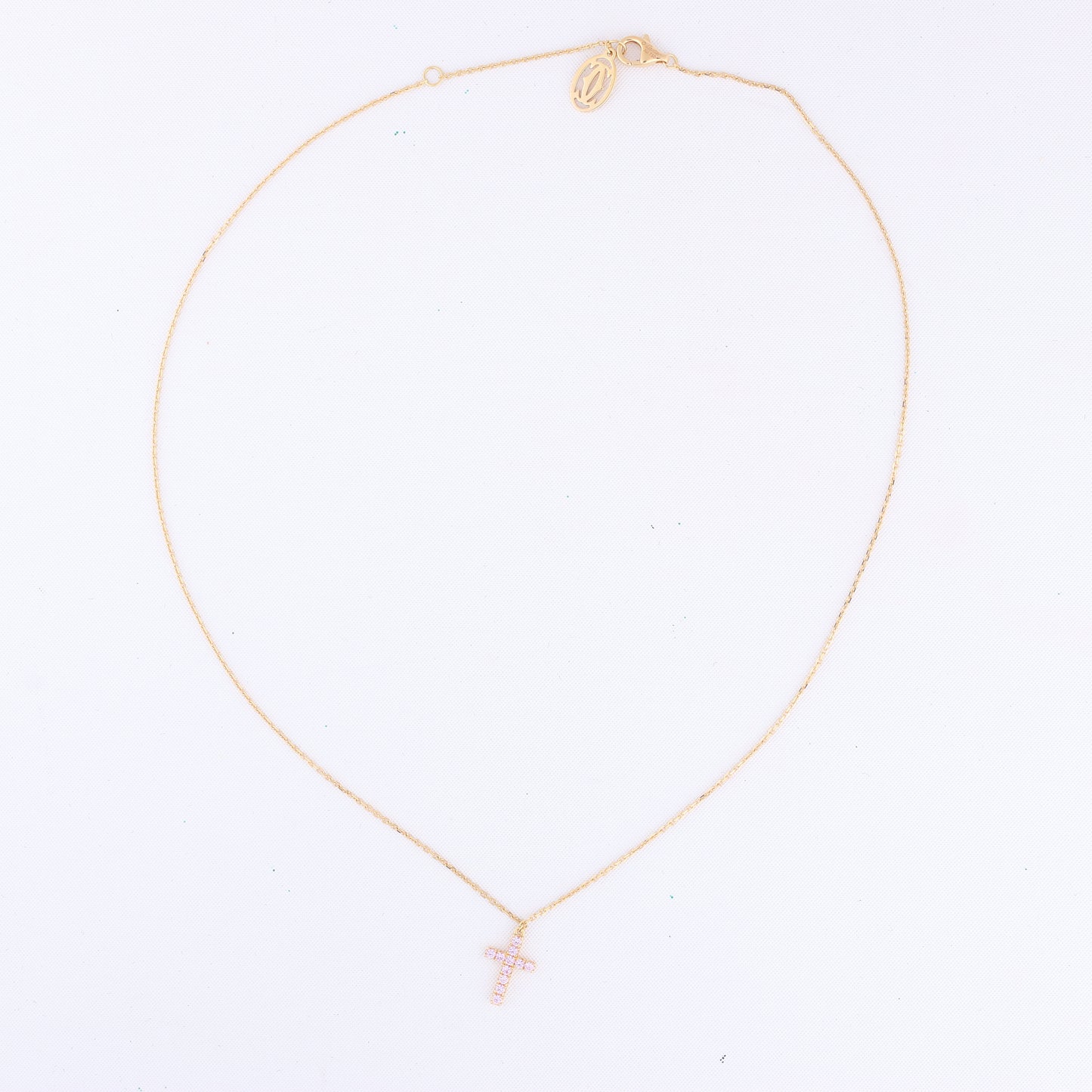 Collier Croix Cartier en saphir rose 750 (YG) 2,9 g