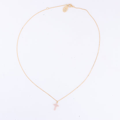 Collier Croix Cartier en saphir rose 750 (YG) 2,9 g