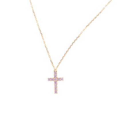 Collier Croix Cartier en saphir rose 750 (YG) 2,9 g