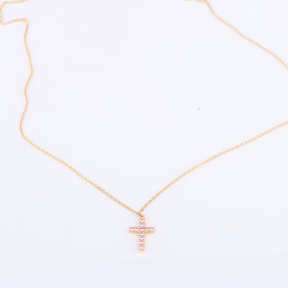 Collier Croix Cartier en saphir rose 750 (YG) 2,9 g