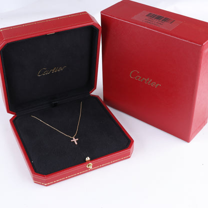 Collier Croix Cartier en saphir rose 750 (YG) 2,9 g