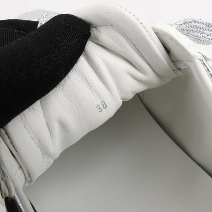 Jimmy Choo Diamond Leather Sneakers in White x Silver, Size 38 EU