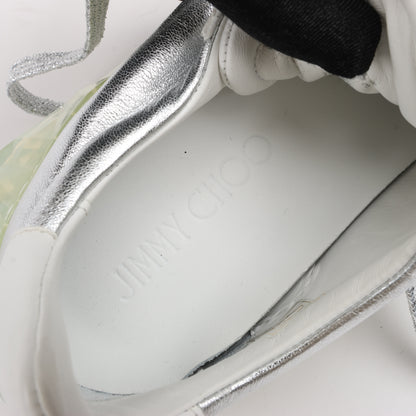 Baskets Jimmy Choo en cuir Diamond, blanc et argent, pointure 38