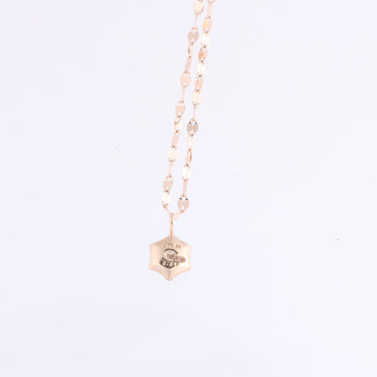 Non Signe / Unsigned Rose Gold (18k) chain and pendant set with 11 natural diamonds
