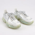 Jimmy Choo Diamond Leather Sneakers in White x Silver, Size 38 EU