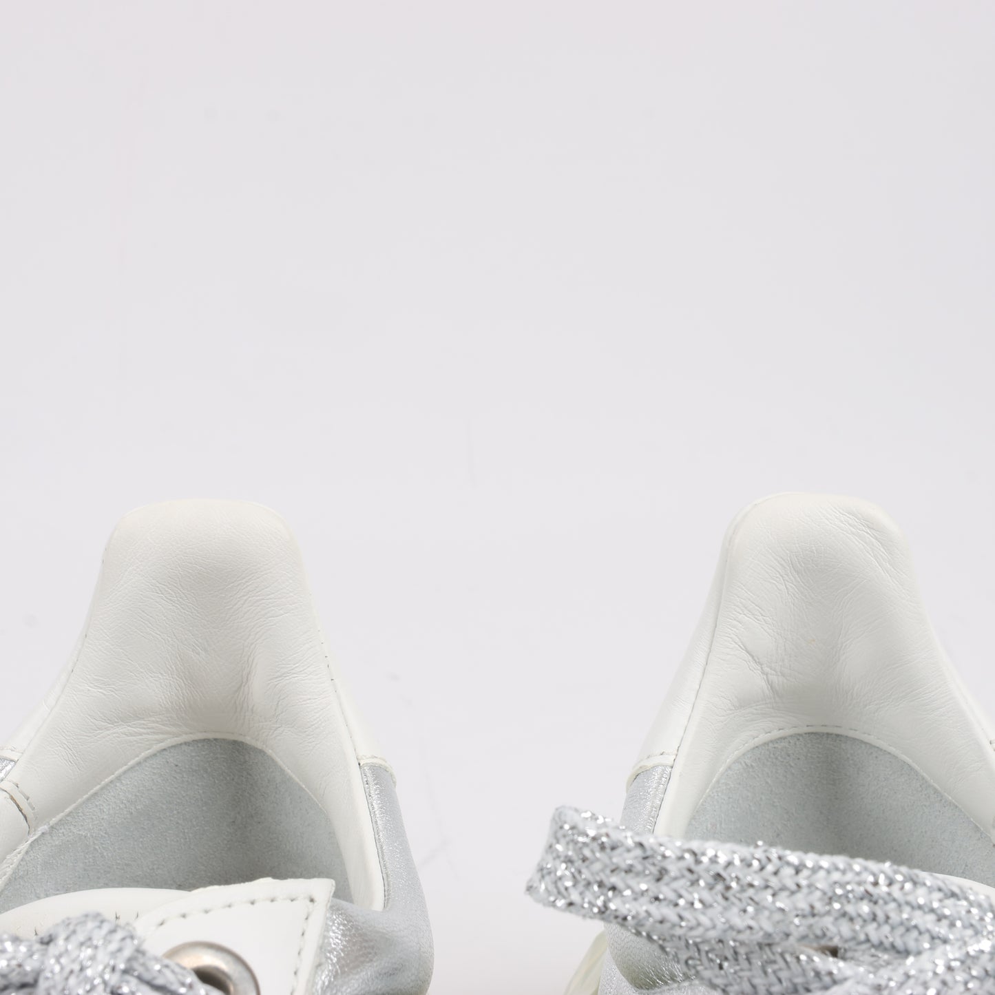 Baskets Jimmy Choo en cuir Diamond, blanc et argent, pointure 38