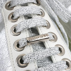 Jimmy Choo Diamond Leather Sneakers in White x Silver, Size 38 EU