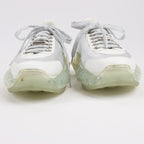 Jimmy Choo Diamond Leather Sneakers in White x Silver, Size 38 EU
