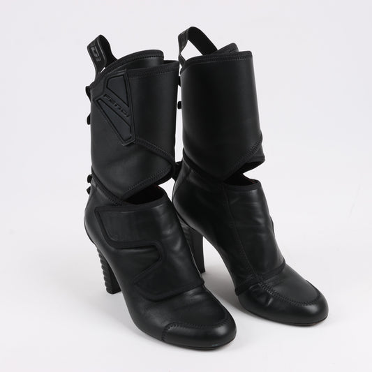 Fendi Leather Ankle Boots in Black, Size 38 EU