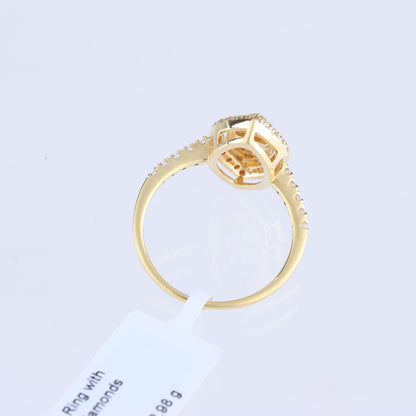 Non Signe / Unsigned 18k Yellow GOLD RING with diamonds