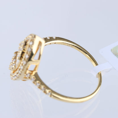Non Signe / Unsigned 18k Yellow GOLD RING with diamonds