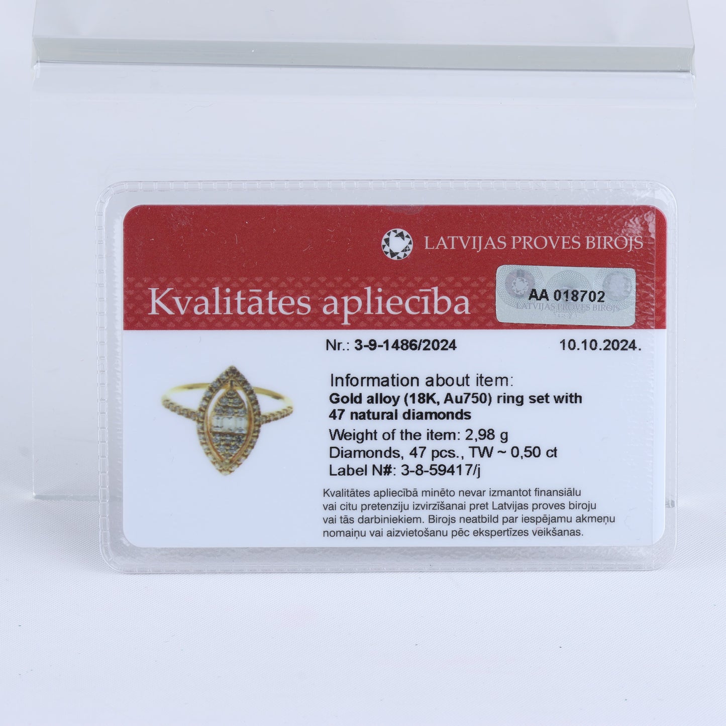 Non Signe / Unsigned 18k Yellow GOLD RING with diamonds