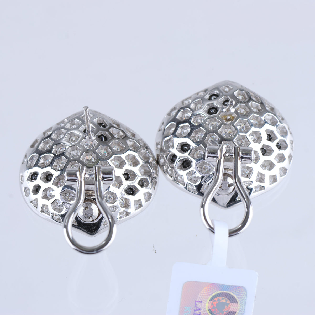 Non Signe / Unsigned Black diamond Earrings K18WG 10.6g, 2.45 ct