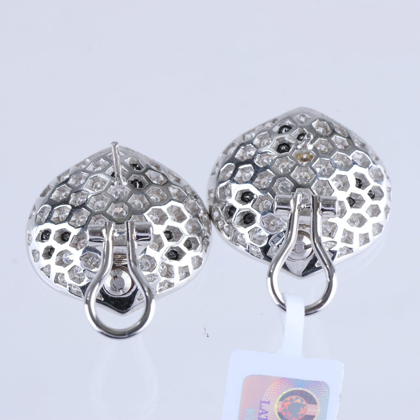 Non Signe / Unsigned Black diamond Earrings K18WG 10.6g, 2.45 ct