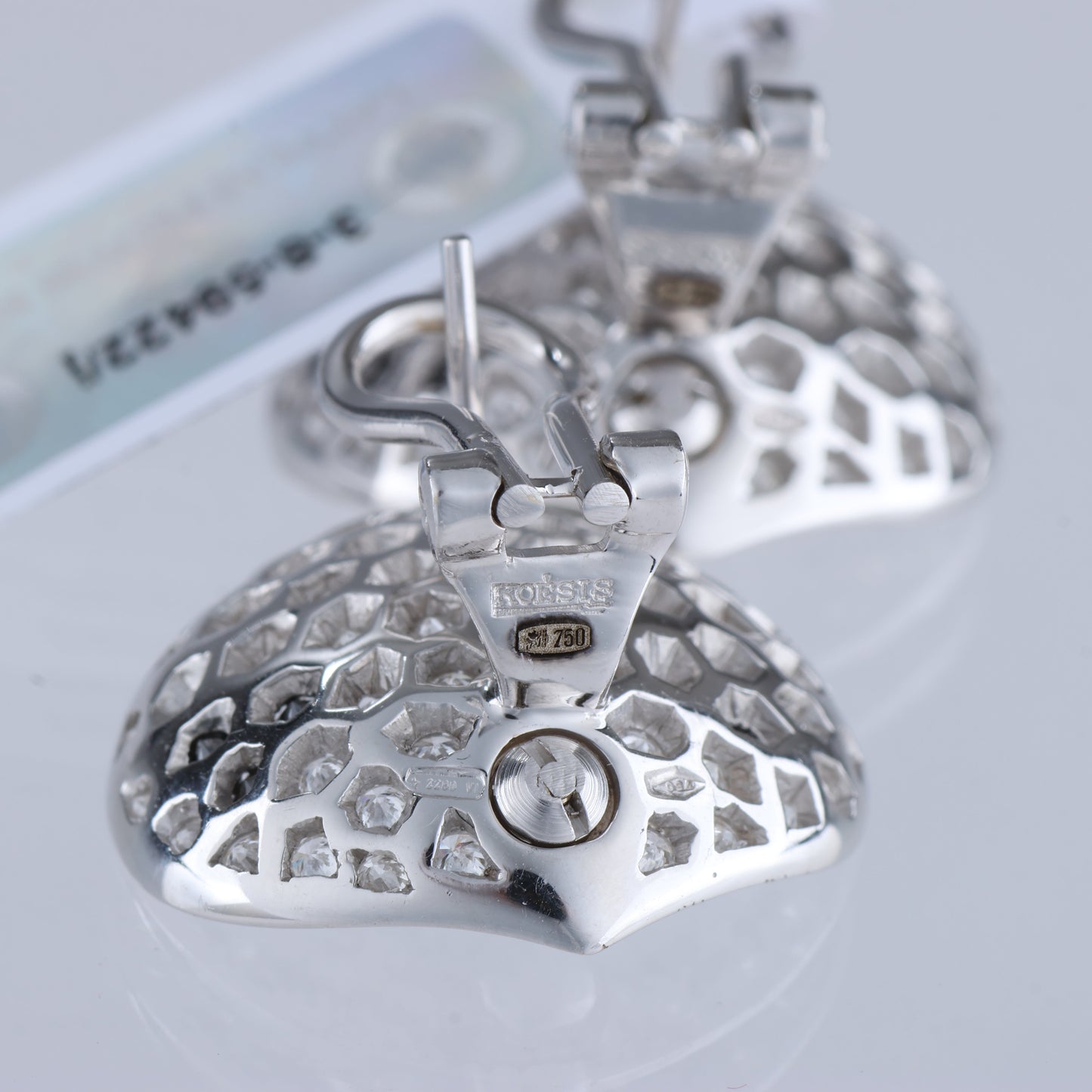 Non Signe / Unsigned Black diamond Earrings K18WG 10.6g, 2.45 ct