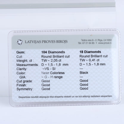 Non Signe / Unsigned Black diamond Earrings K18WG 10.6g, 2.45 ct