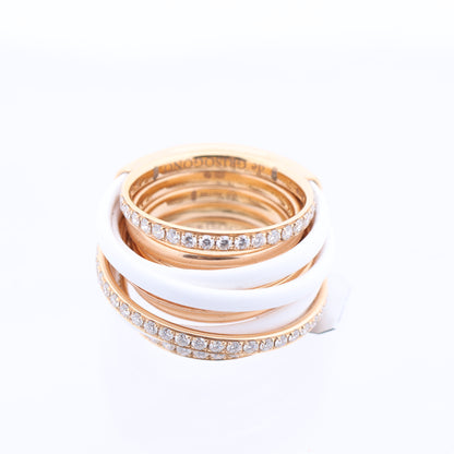 De Grisogono Allegra Ring aus Roségold und weißer Keramik mit Diamanten, Größe 53 EU