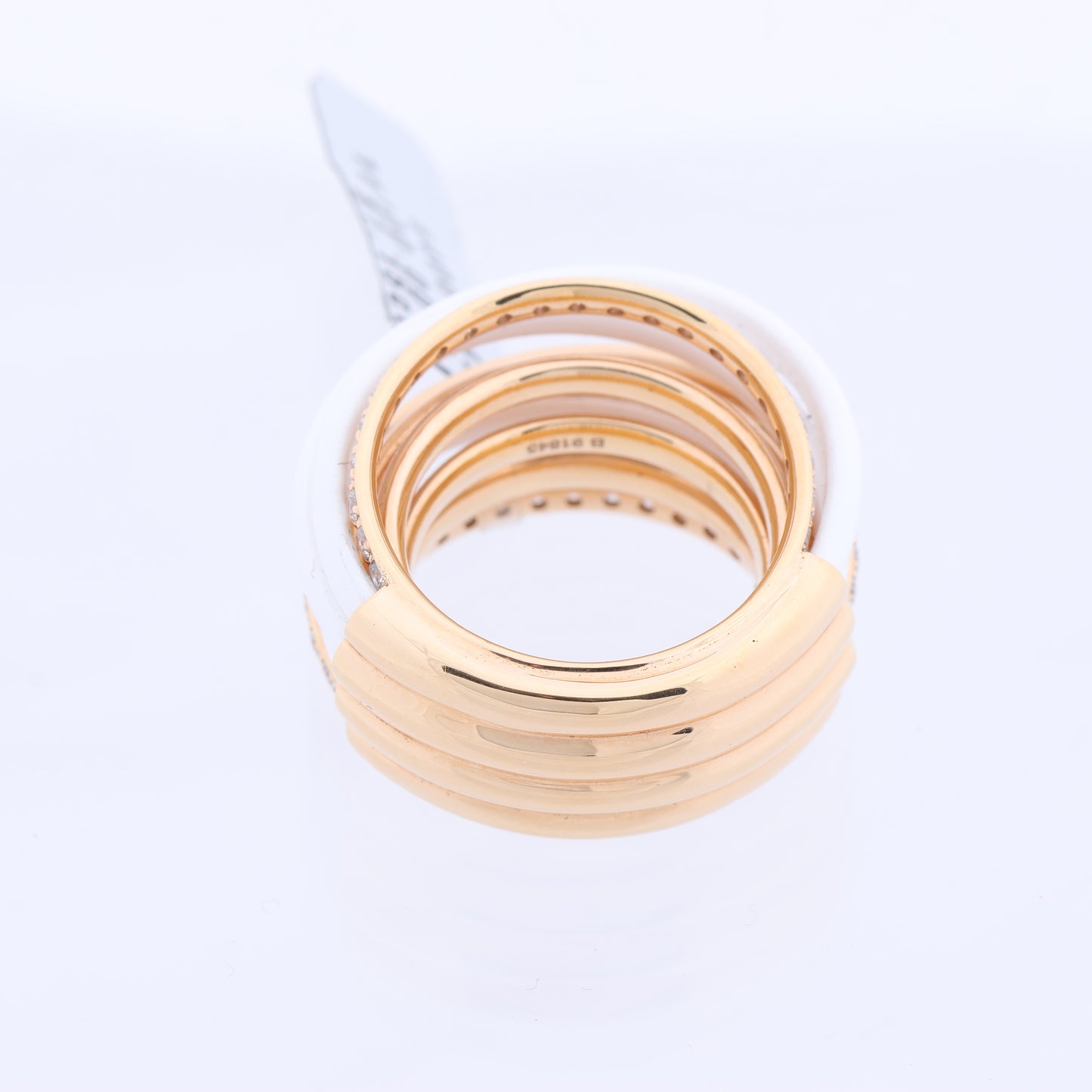 De Grisogono Allegra Ring aus Roségold und weißer Keramik mit Diamanten, Größe 53 EU