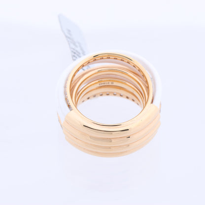 De Grisogono Allegra Ring aus Roségold und weißer Keramik mit Diamanten, Größe 53 EU