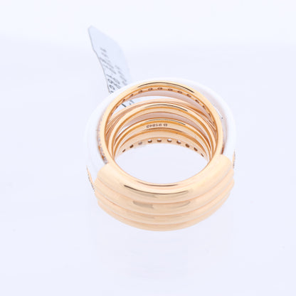 De Grisogono Allegra Ring aus Roségold und weißer Keramik mit Diamanten, Größe 53 EU