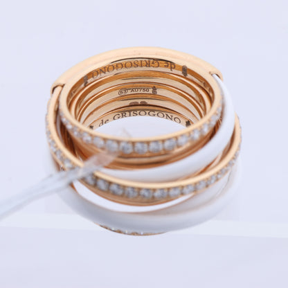 De Grisogono Allegra Ring aus Roségold und weißer Keramik mit Diamanten, Größe 53 EU