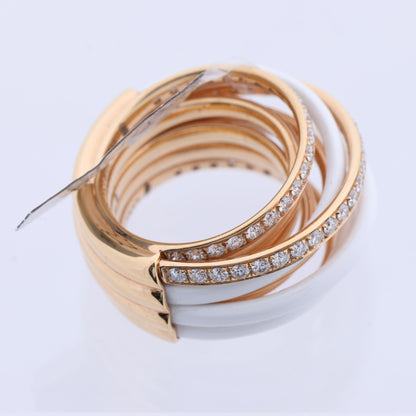 De Grisogono Allegra Ring aus Roségold und weißer Keramik mit Diamanten, Größe 53 EU