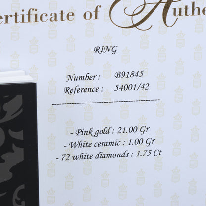 De Grisogono Allegra Ring aus Roségold und weißer Keramik mit Diamanten, Größe 53 EU