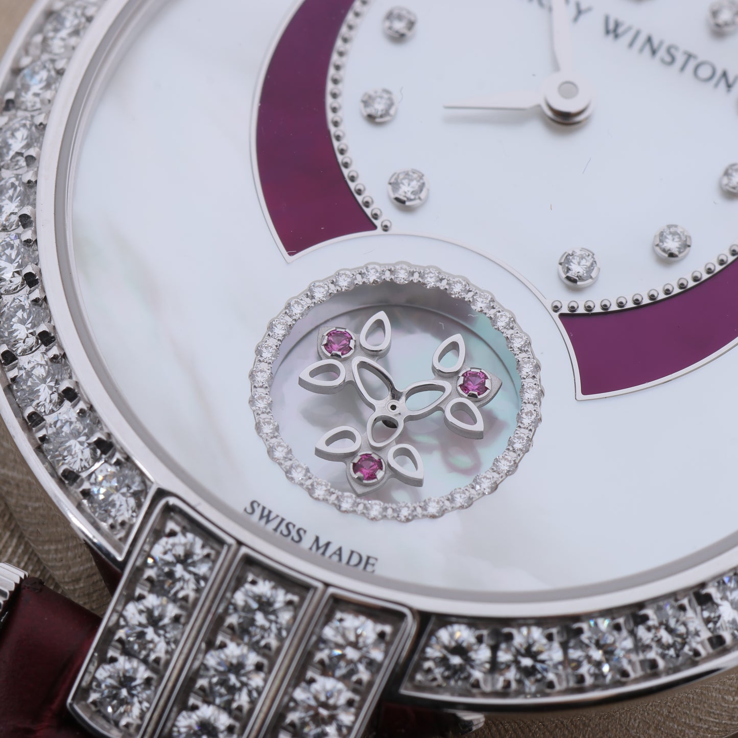 Harry Winston Premier Diamond Second PRNASS36WW001 Krokodilleder x WG AT MOP Zifferblatt 36mm Uhr