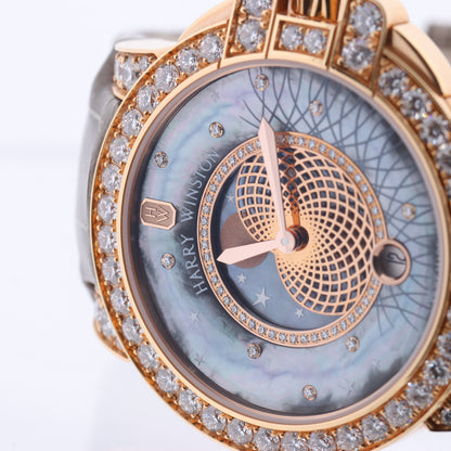 Harry Winston Ocean Moon Phase OCEQMP36RR026 Krokodilleder x RG QZ MOP Zifferblatt 36mm Uhr