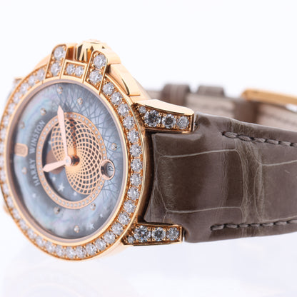Harry Winston Ocean Moon Phase OCEQMP36RR026 Krokodilleder x RG QZ MOP Zifferblatt 36mm Uhr