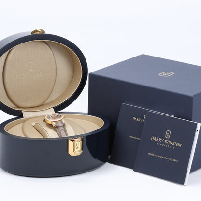 Harry Winston Ocean Moon Phase OCEQMP36RR026 Krokodilleder x RG QZ MOP Zifferblatt 36mm Uhr
