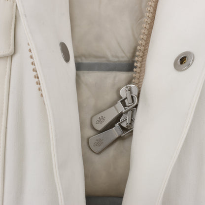 Eleventy White Quilted Down Jacket, Size 48
