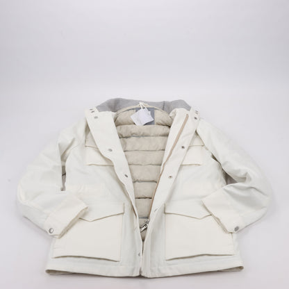 Eleventy White Quilted Down Jacket, Size 48