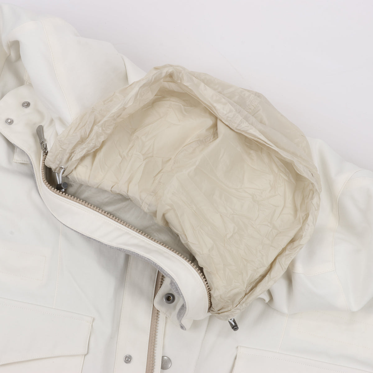 Eleventy White Quilted Down Jacket, Size 48