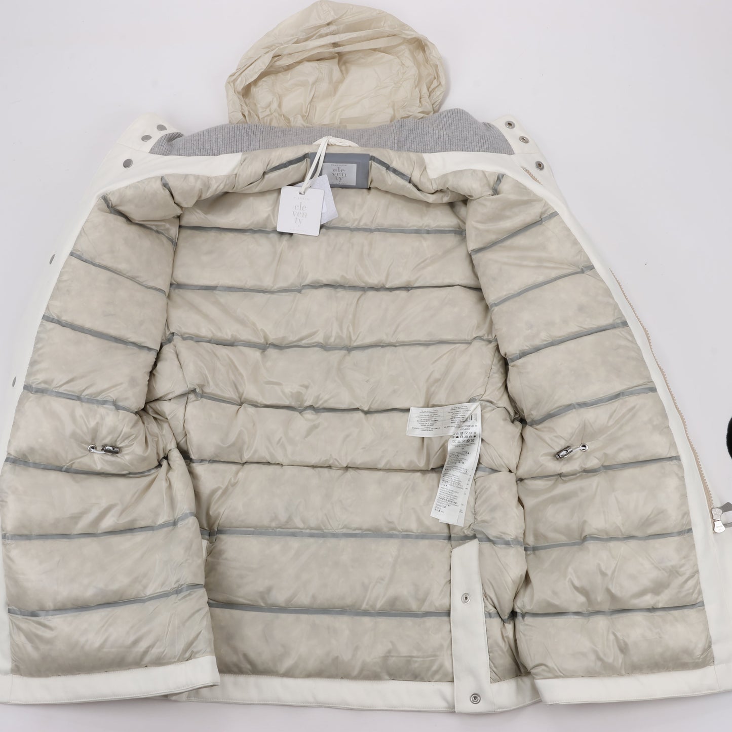 Eleventy White Quilted Down Jacket, Size 48