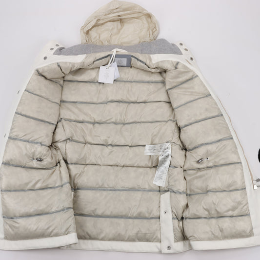 Eleventy White Quilted Down Jacket, Size 48