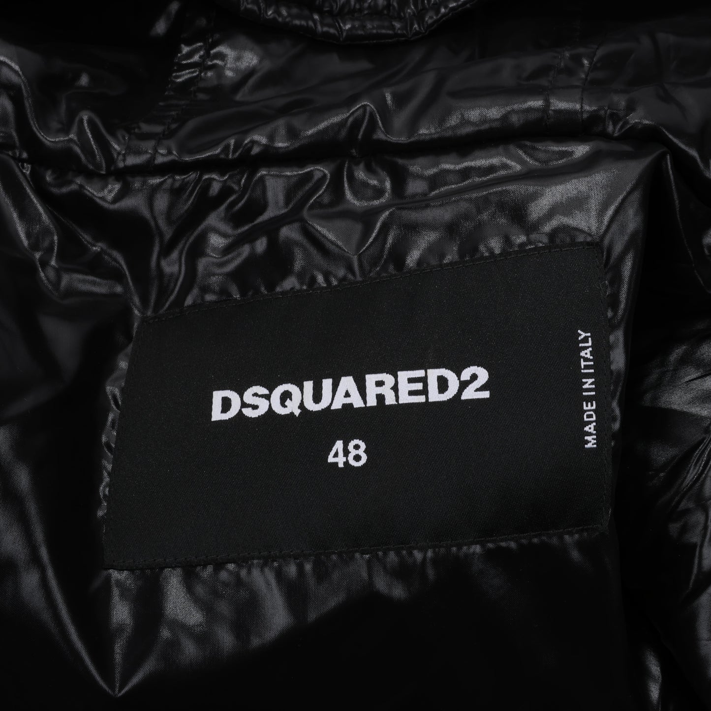 DSQUARED2 Glossy Navy Puffer Jacket, Size 48