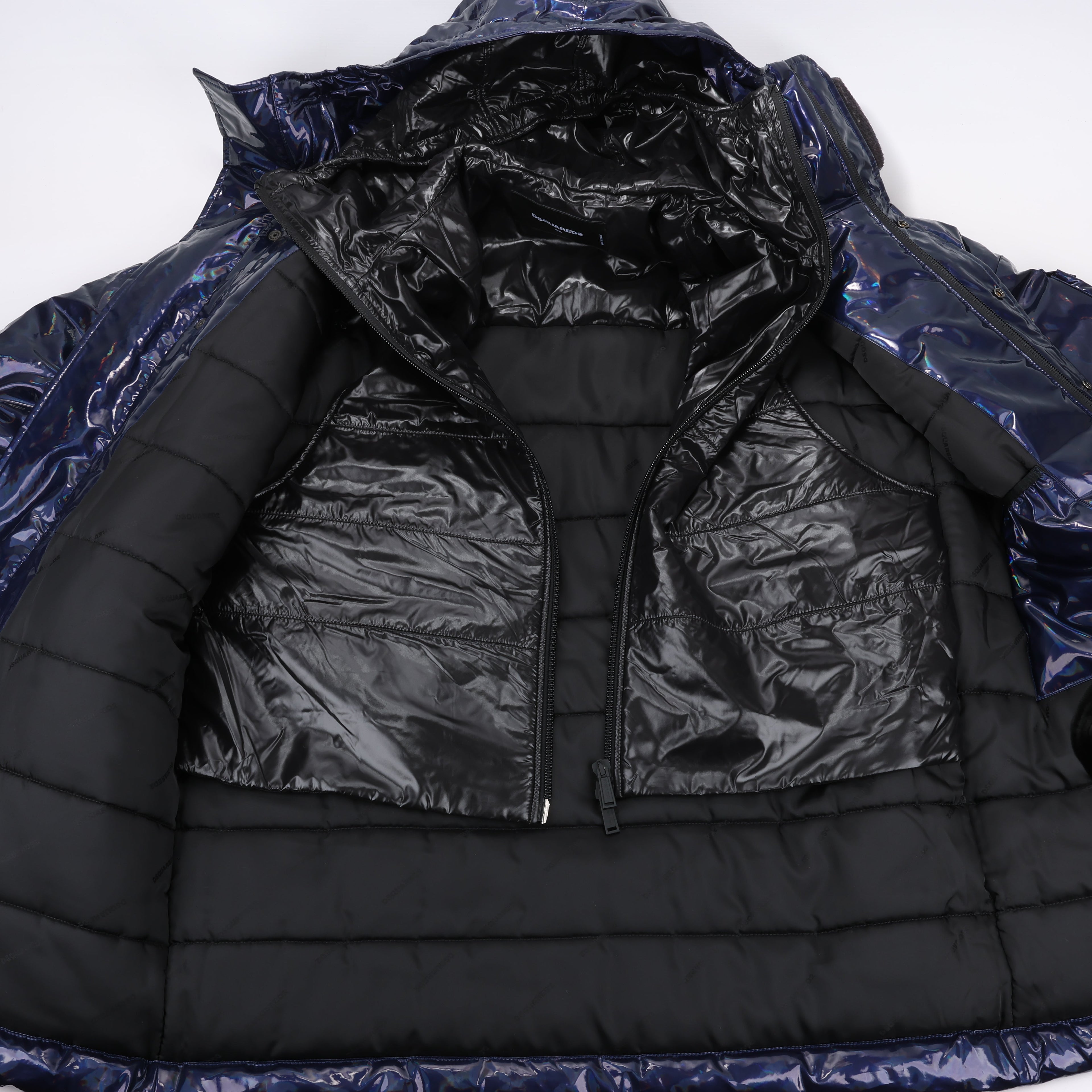 DSQUARED2 Glossy Navy Puffer Jacket, Size 48