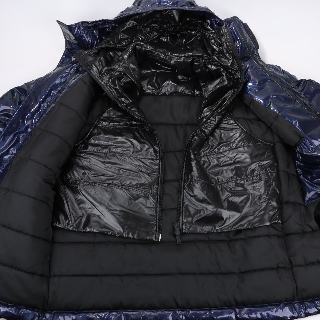 DSQUARED2 Glossy Navy Puffer Jacket, Size 48