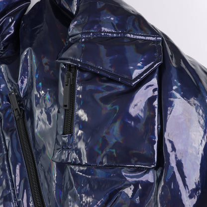 DSQUARED2 Glossy Navy Puffer Jacket, Size 48