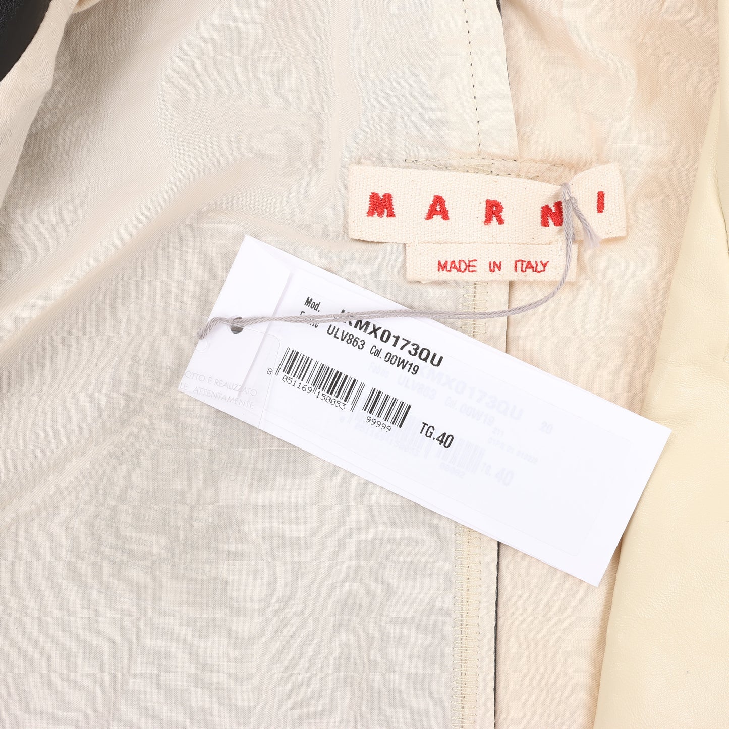 Marni Two-Tone Cropped Leather Jacket, Size 40